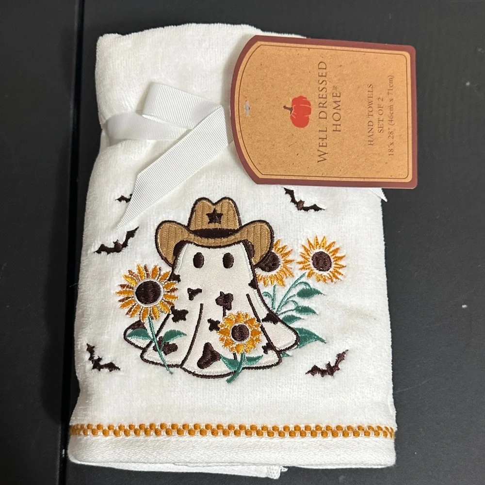 Well Dressed Home Cowboy ghost hand towels set of 2